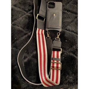 Bandolier iPhone 11 Haley wallet case &
Thick webbing & leather red skye strap